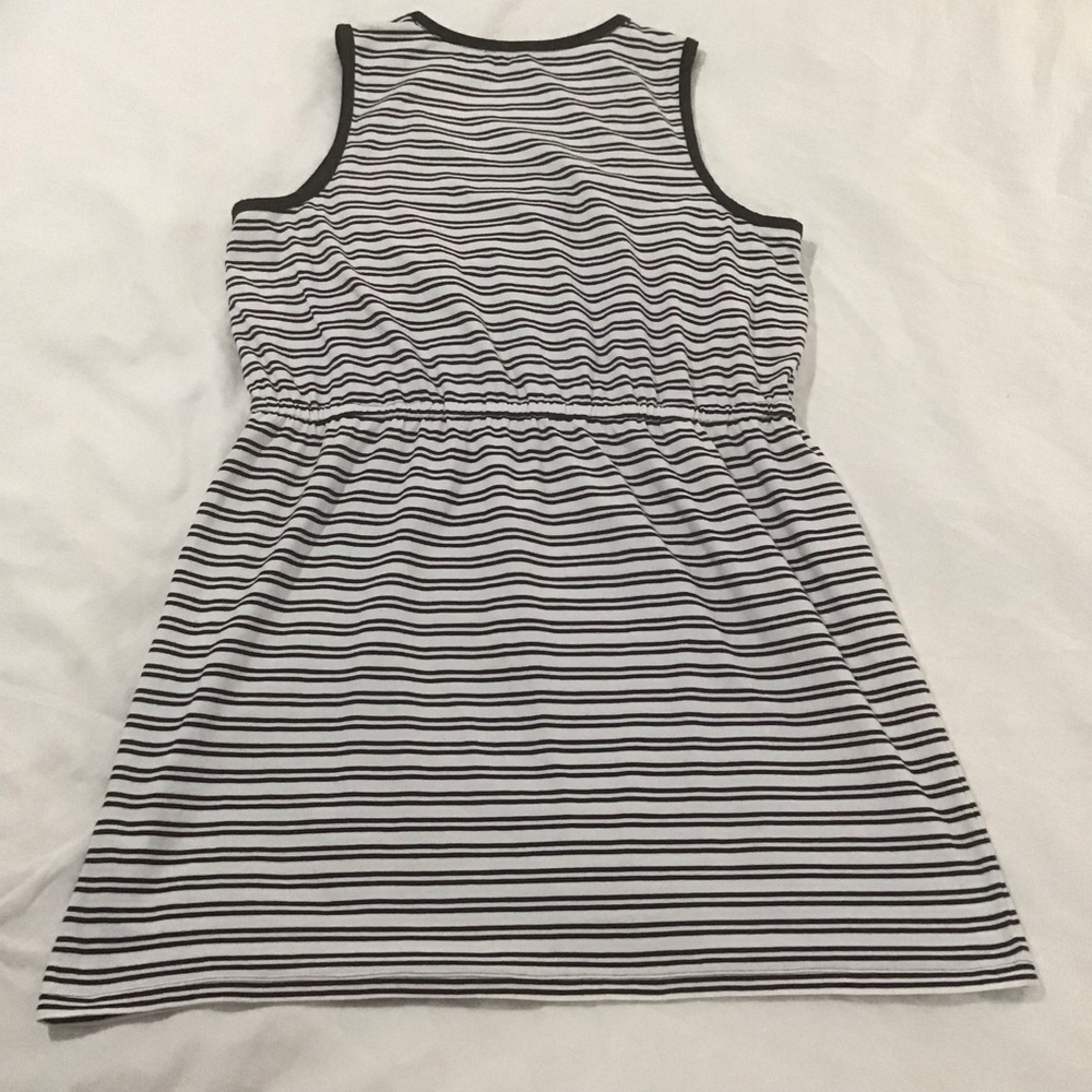 Tommy Hilfiger Navy Blue & White Striped Sleeveless Dress w/Elastic Waist, Sz L - Picture 2 of 11